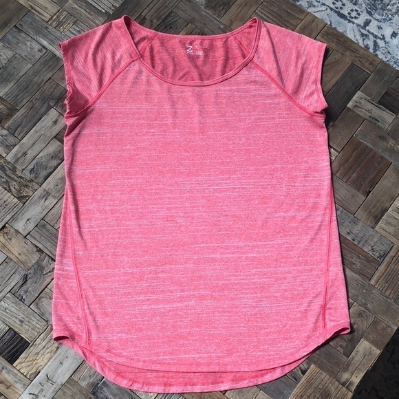 Zella Red-Orange short sleeve athletic top. Size Small - Picture 1 of 8